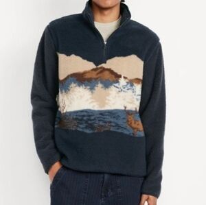 ● SOLD ● MEDIUM ● NWT Men's Old Navy Reindeer Sherpa Fleece Quarter Zip Sweater